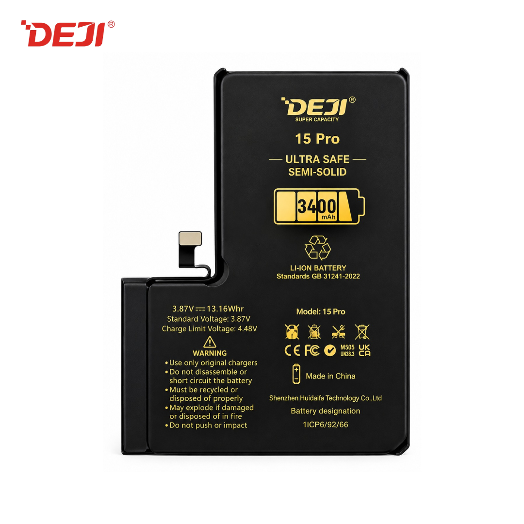 Batería DEJI para iPhone 15 Pro - 3400 mAh - Semi-Solid de alta capacidad