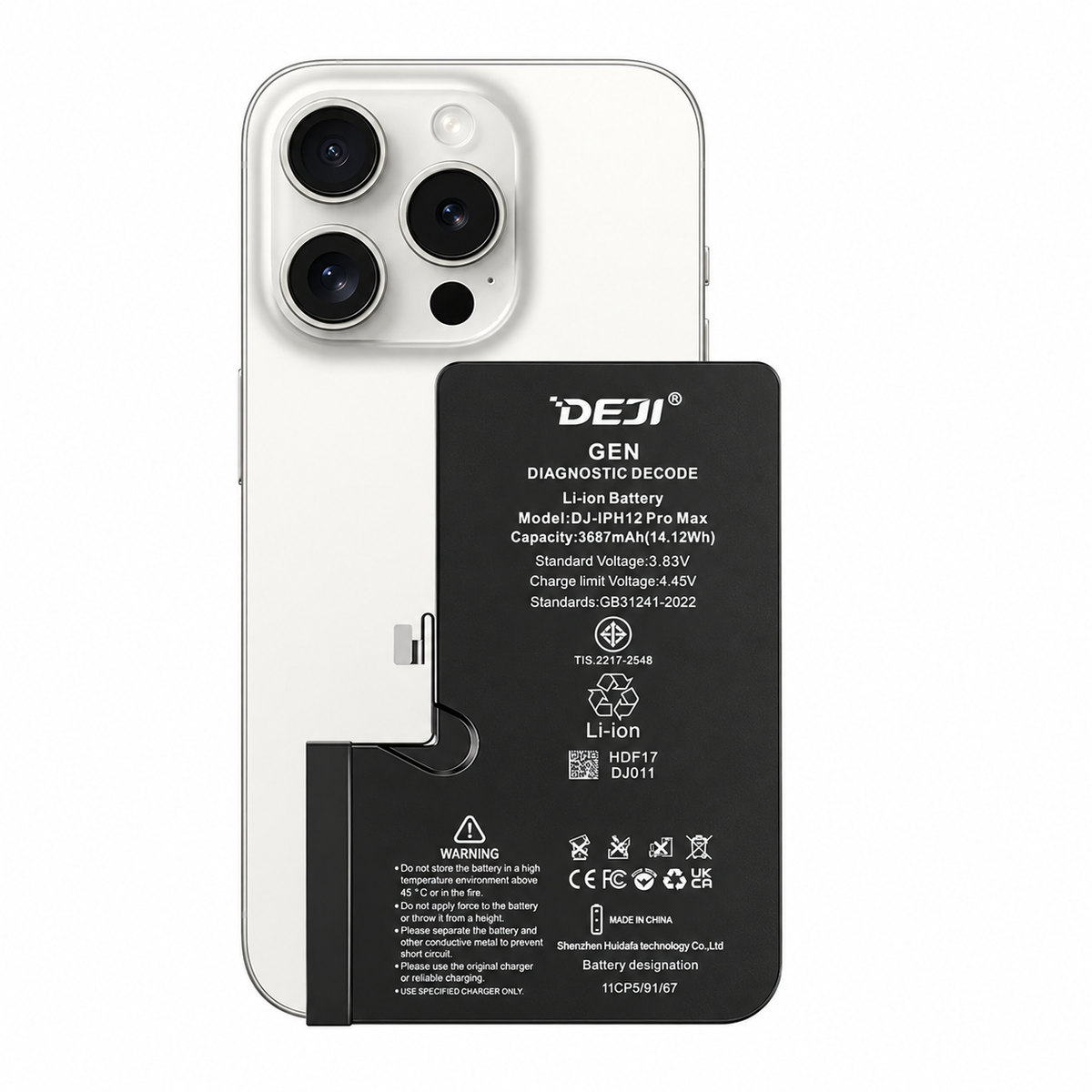 Batería DEJI para iPhone 12 Pro Max - 3687 mAh - IC Genuine