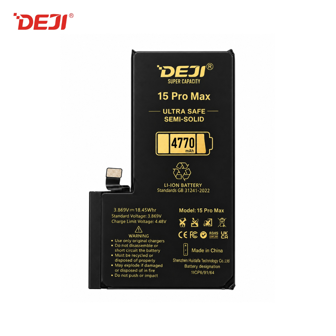 Batería DEJI para iPhone 15 Pro Max - 4770 mAh - Semi-Solid de alta capacidad